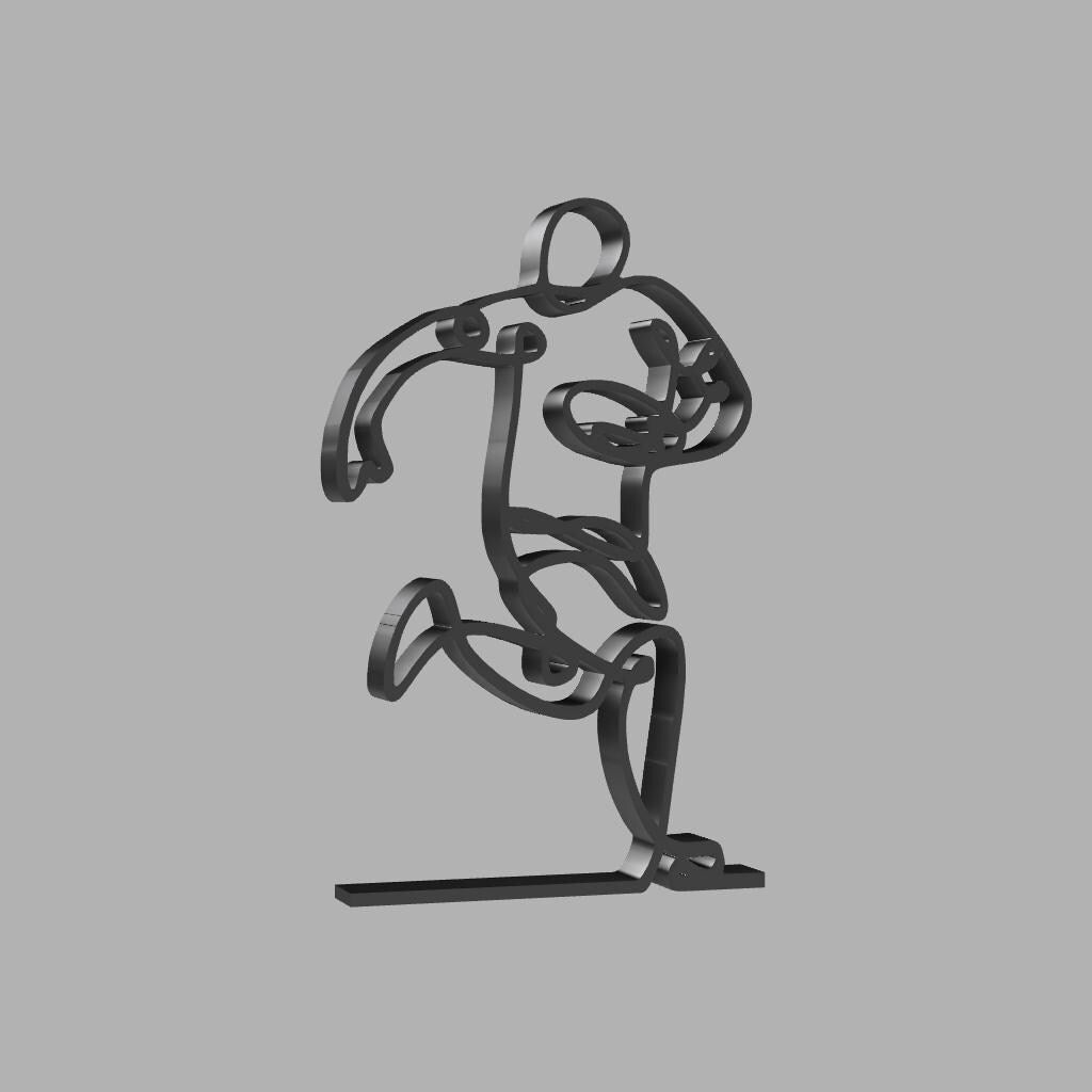 Rugbyspeler Lijntekening - Uniek Cadeau - 3D-geprint