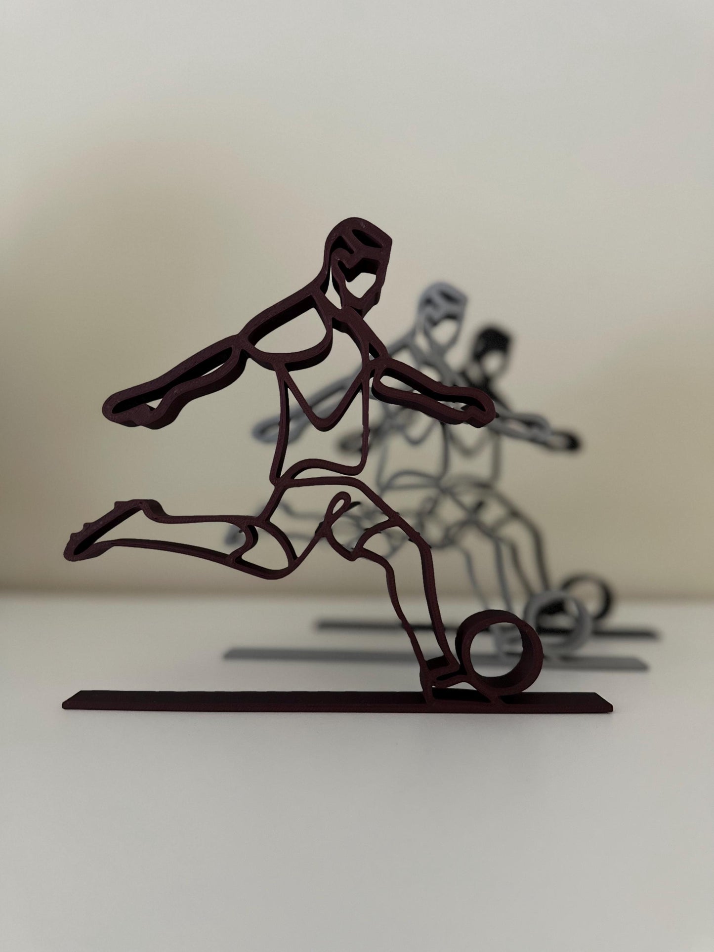 Voetbalspeler Lijntekening - Uniek Cadeau - 3D-geprint