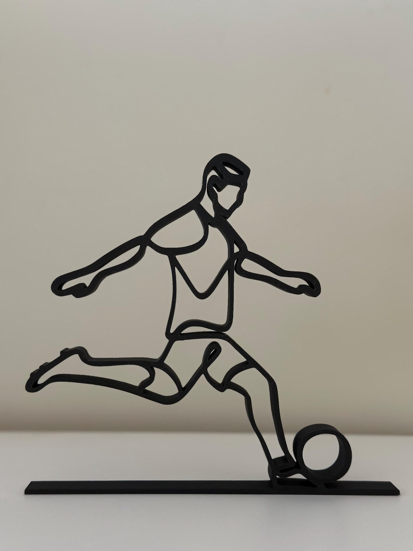 Voetbalspeler Lijntekening - Uniek Cadeau - 3D-geprint