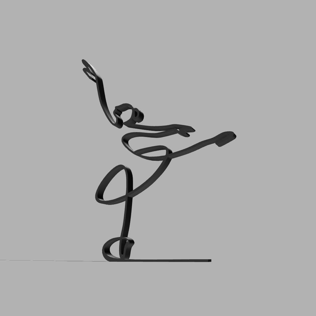 Ballerina Lijntekening - Uniek Cadeau - 3D-geprint