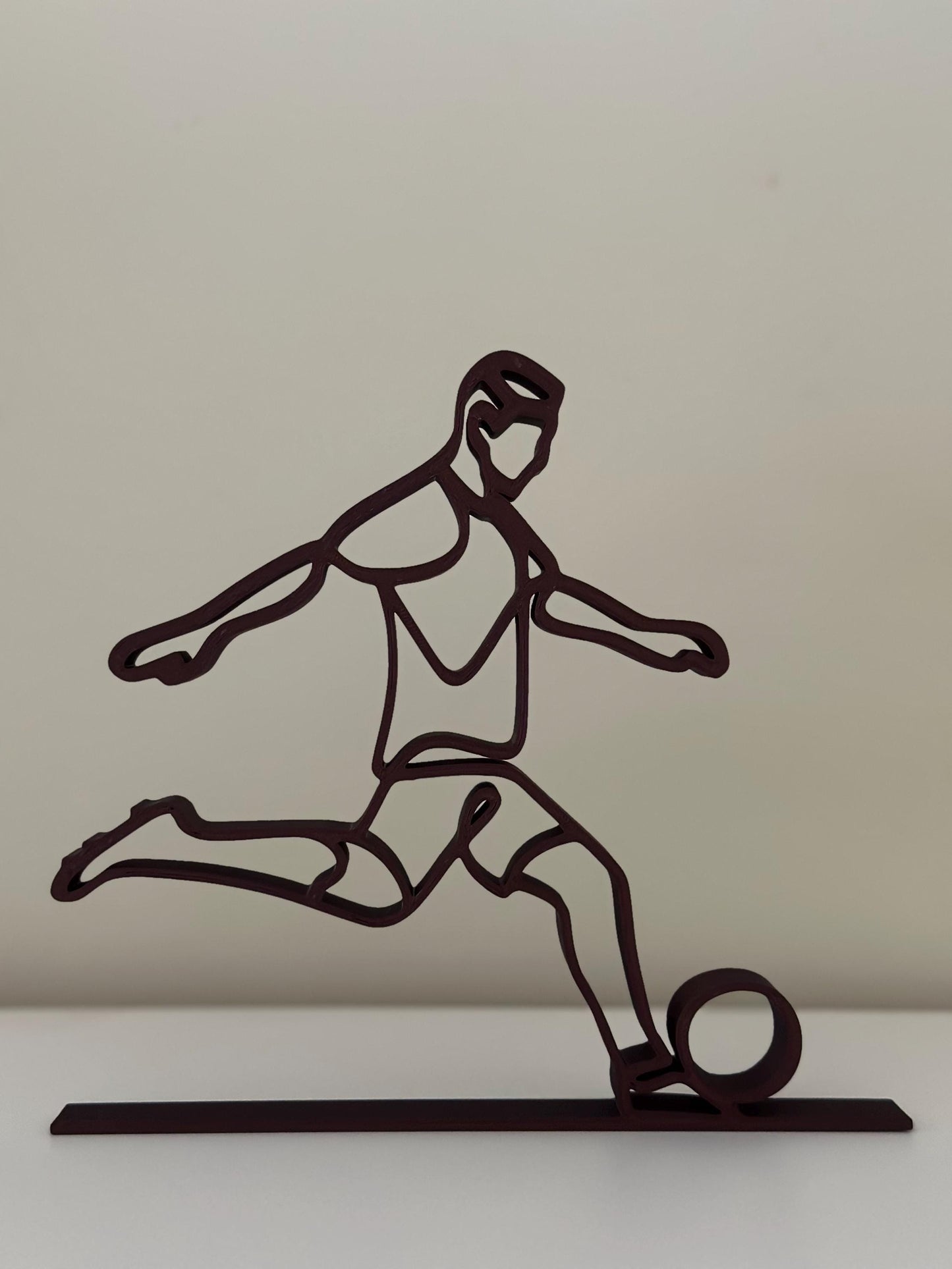 Voetbalspeler Lijntekening - Uniek Cadeau - 3D-geprint