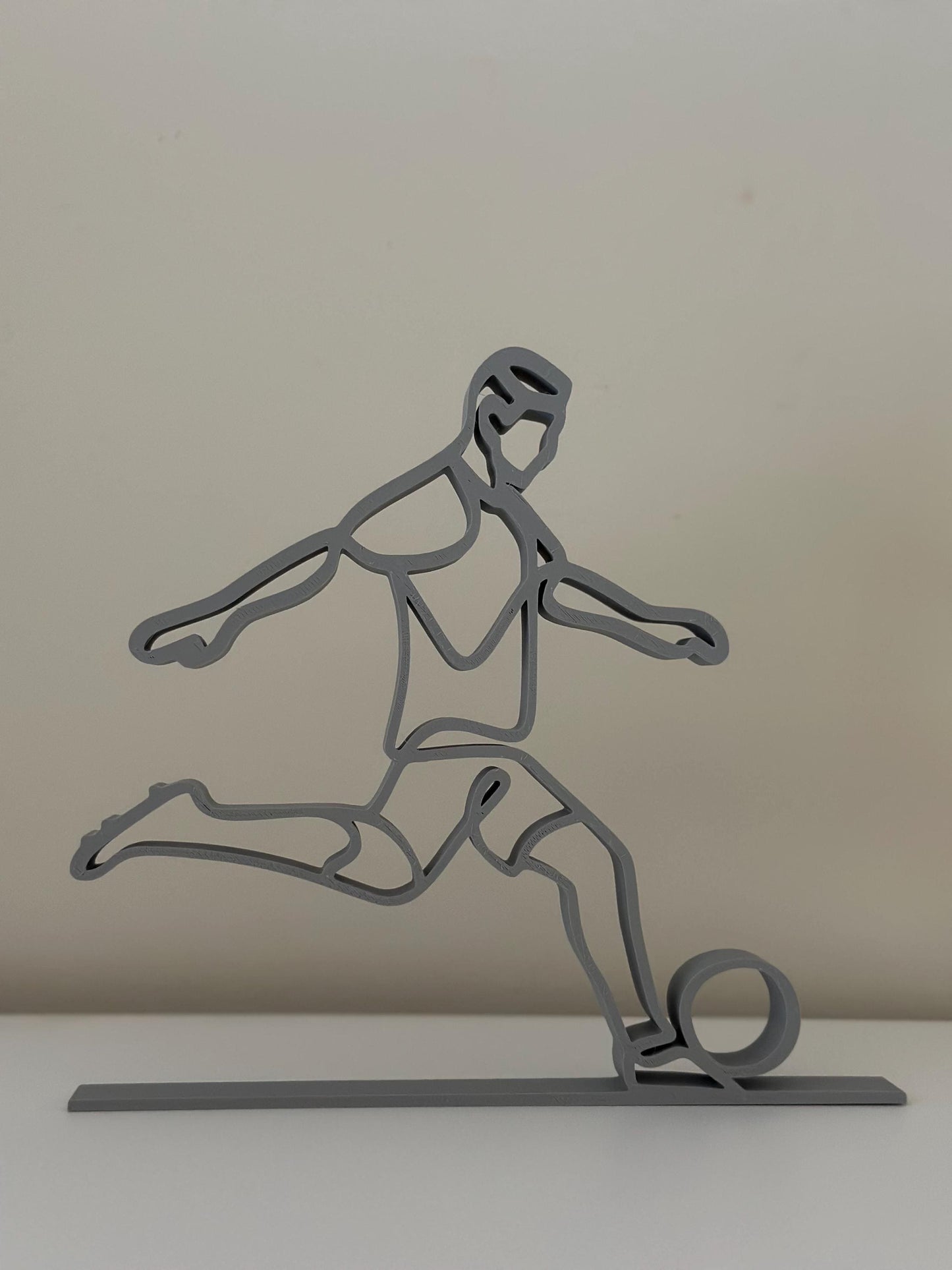 Voetbalspeler Lijntekening - Uniek Cadeau - 3D-geprint