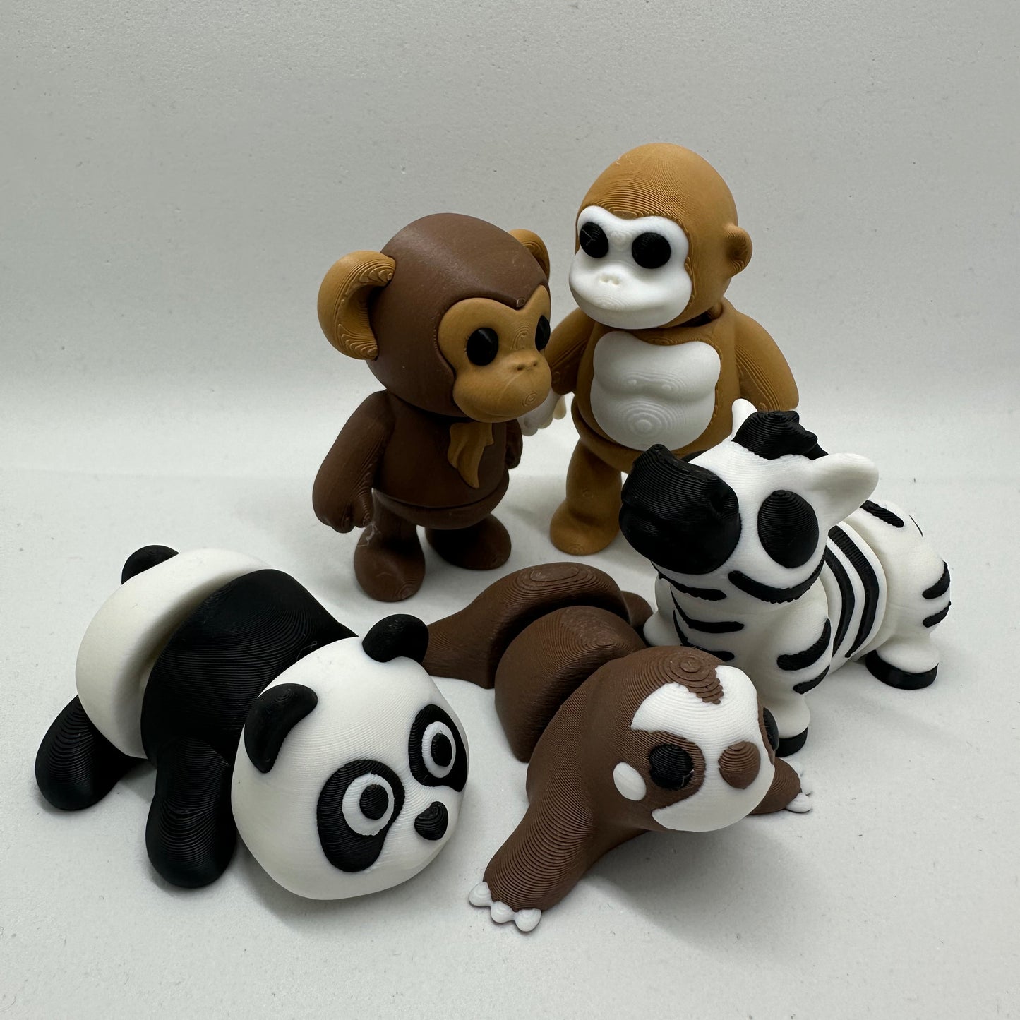 Fleximals Jungle Set - 3D geprint flexibel speeldieren - flexibele dierenfidgets