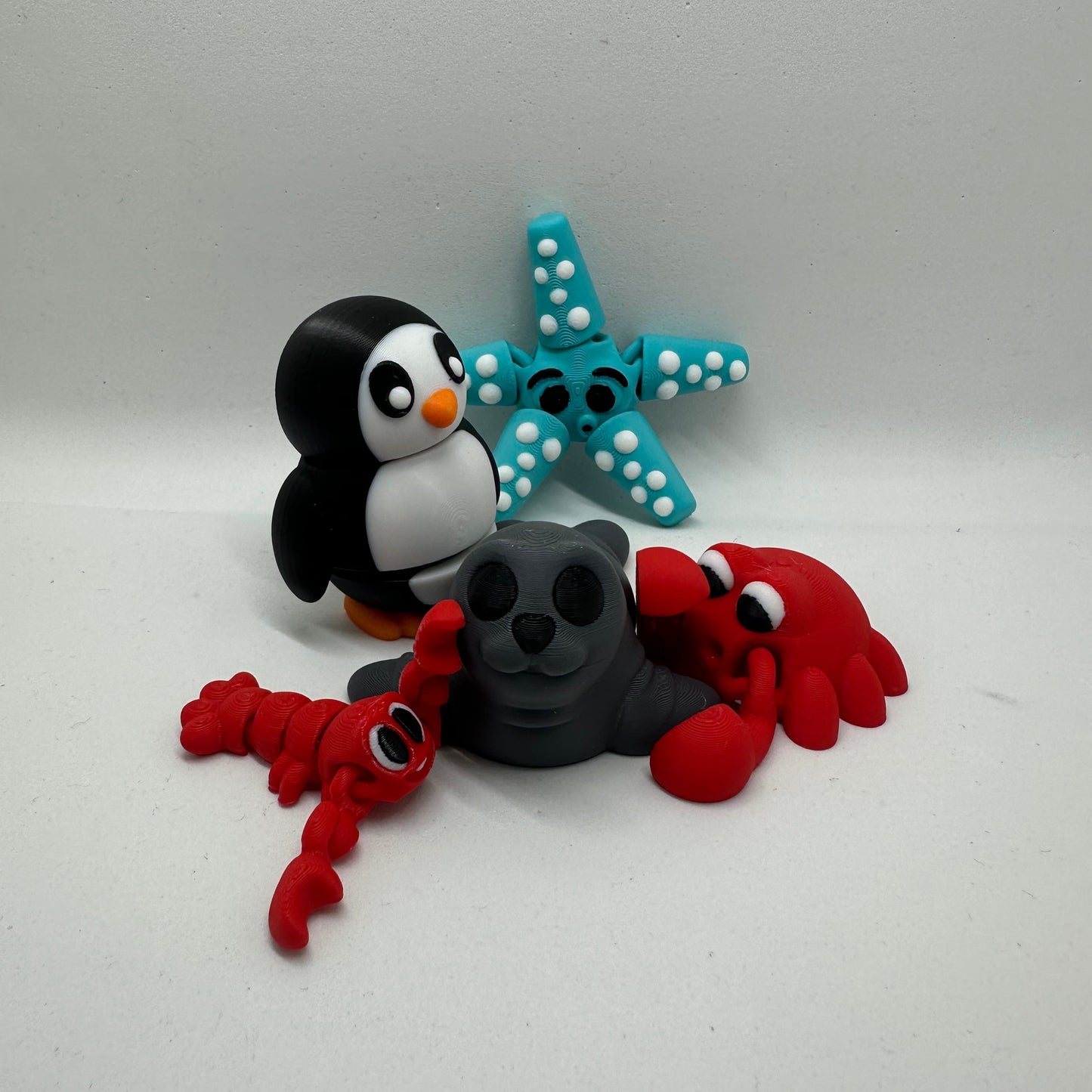 Fleximals Onderwater Set - 3D geprint flexibel speeldieren - flexibele dierenfidgets