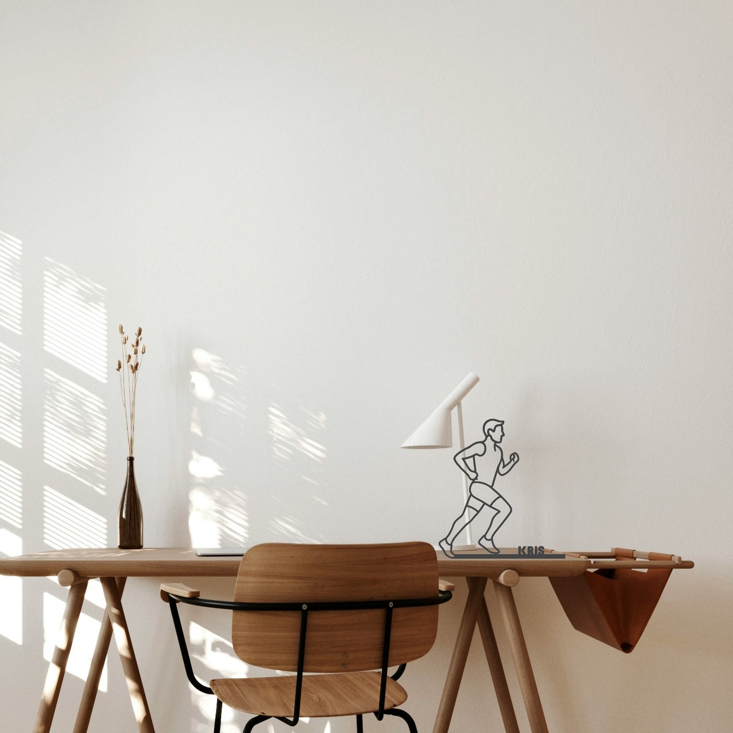 Loper / Jogger (Man) Beeldje - Lijntekening - Uniek Cadeau - 3D-geprint