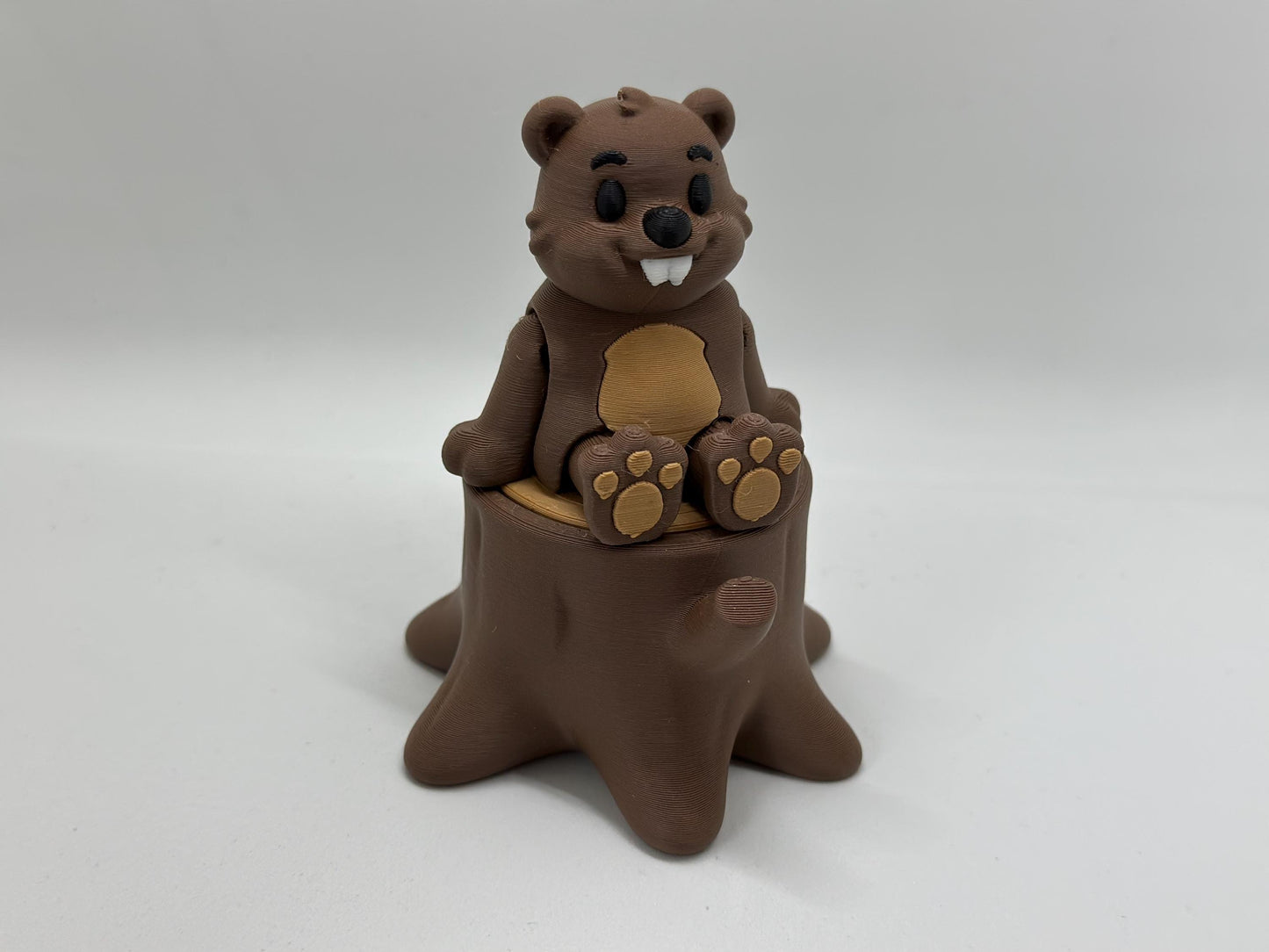 Bever Fleximal (optioneel met Boom) - 3D geprint flexibel speeldieren - flexibele dierenfidget