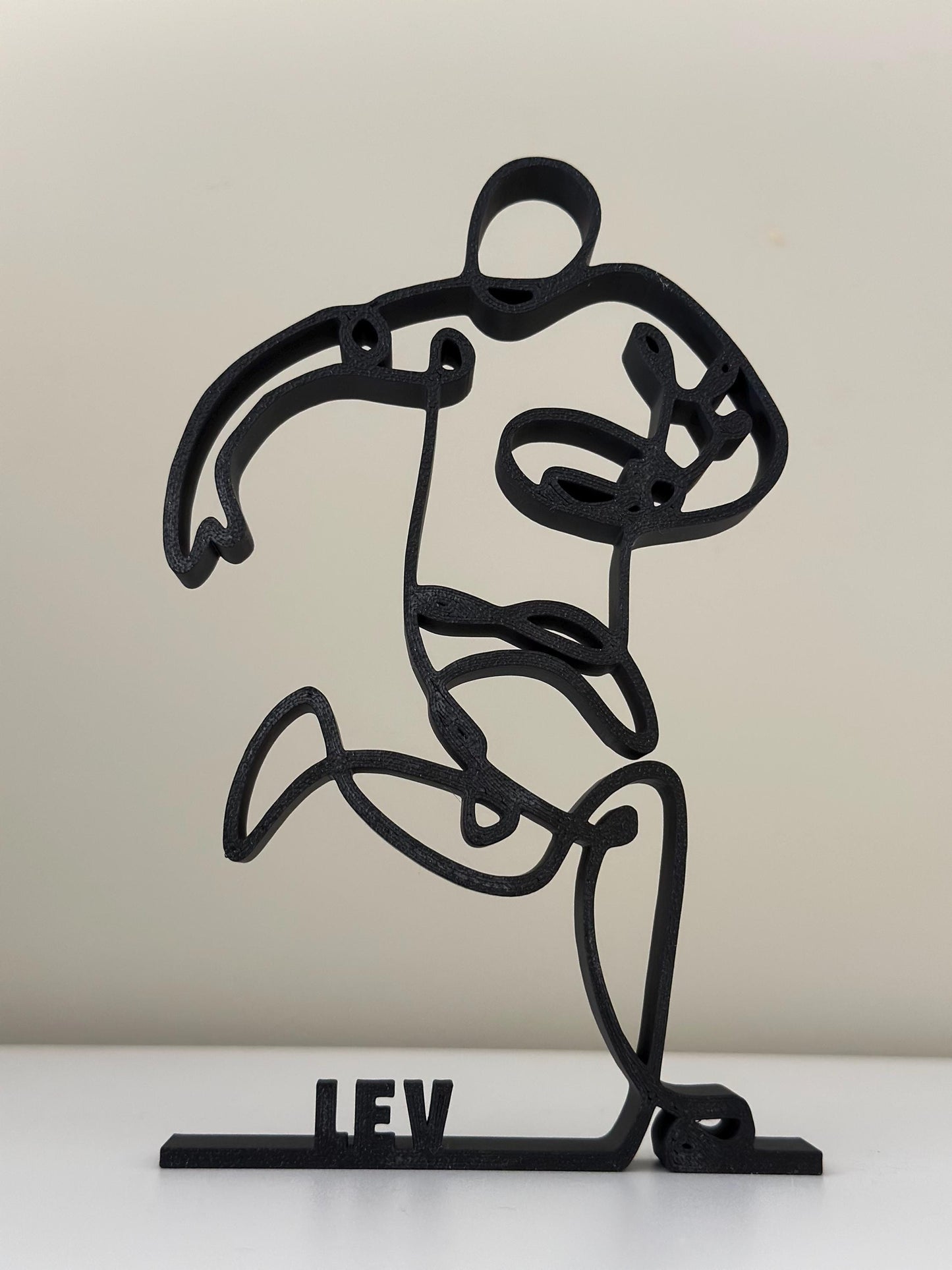 Rugbyspeler Lijntekening - Uniek Cadeau - 3D-geprint