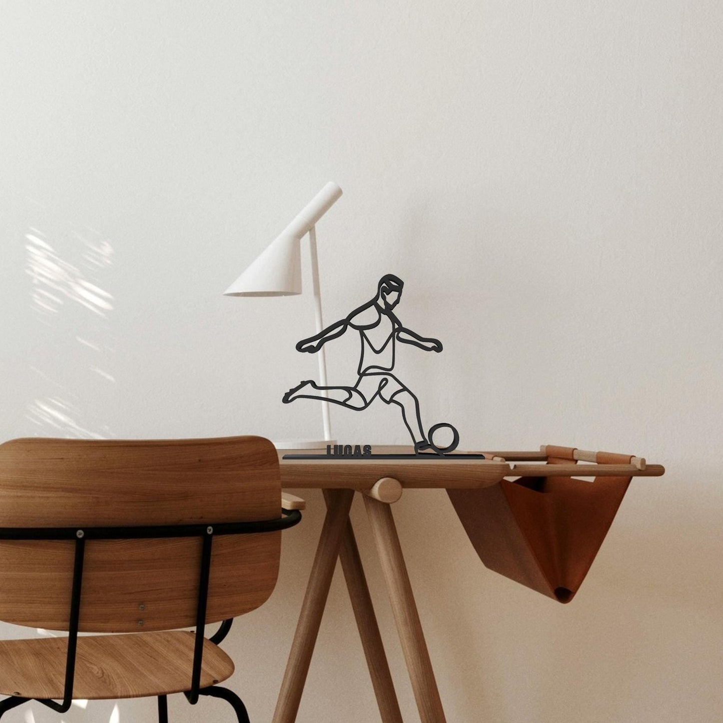 Voetbalspeler Lijntekening - Uniek Cadeau - 3D-geprint