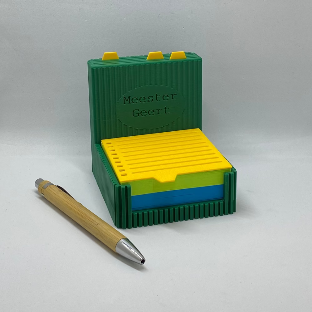 Gepersonaliseerde post-it houder – cadeau voor juf of meester