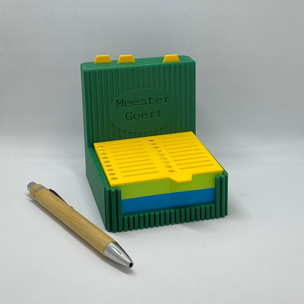 Gepersonaliseerde post-it houder – cadeau voor juf of meester