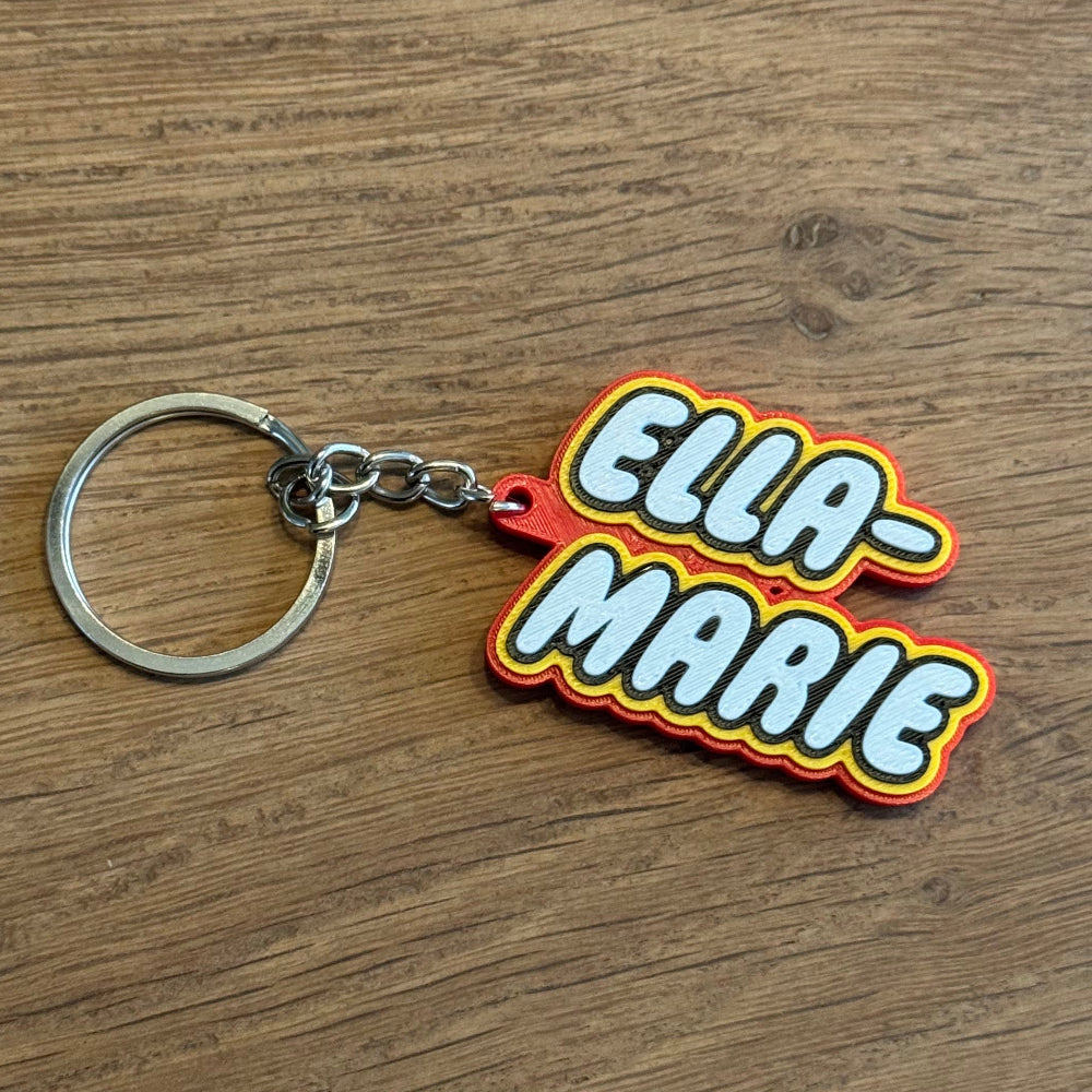 Sleutelhanger met naam in blokjesstijl