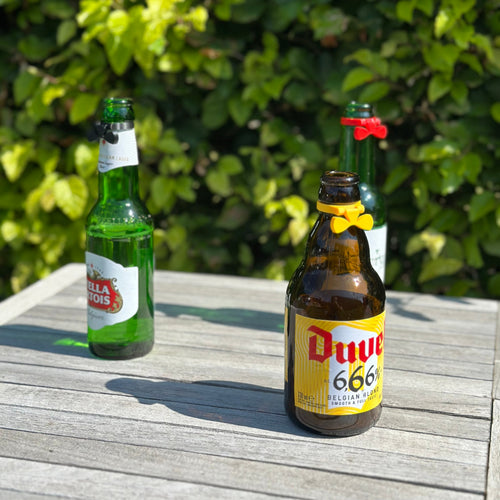 Flesjes herkenning met stropdas (6x) - Herbruikbaar - Past op elk flesje - Geeft je feestje stijl