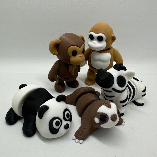 Fleximals Jungle Set -  3D geprint flexibel speeldieren - flexibele dierenfidgets