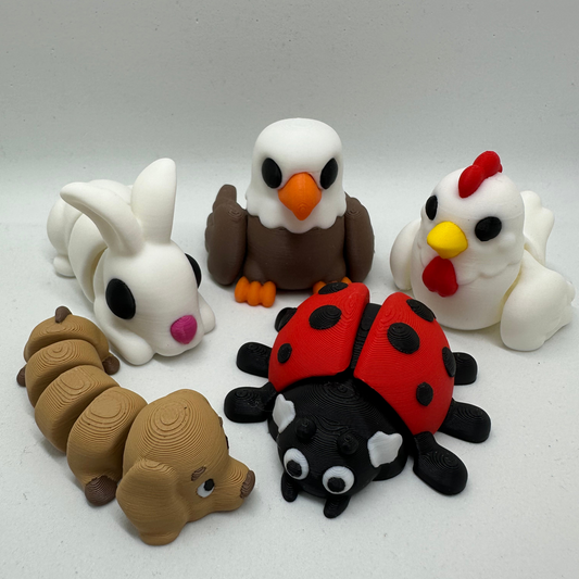 Fleximals Boerderij Set -  3D geprint flexibel speeldieren - flexibele dierenfidgets