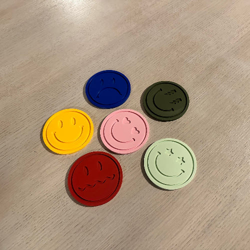 Smiley onderleggers – vrolijke onderleggers set