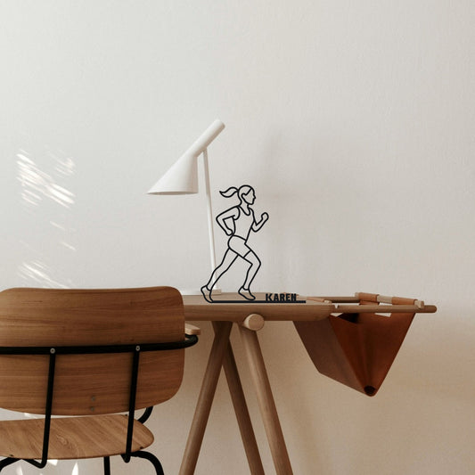 Loper / Jogger (Vrouw) Beeldje - Lijntekening - Uniek Cadeau - 3D-geprint