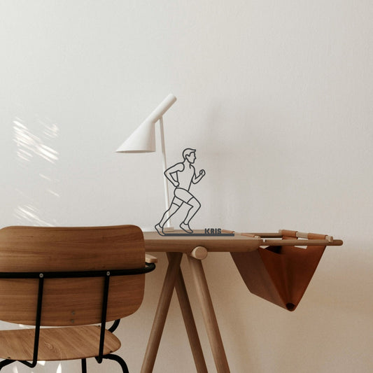 Loper / Jogger (Man) Beeldje - Lijntekening - Uniek Cadeau - 3D-geprint