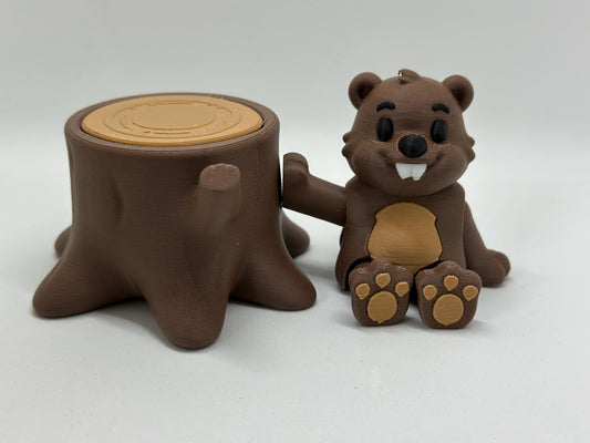 Bever Fleximal (optioneel met Boom) - 3D geprint flexibel speeldieren - flexibele dierenfidget