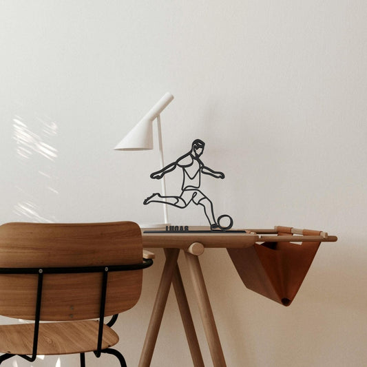 Voetbalspeler Lijntekening - Uniek Cadeau - 3D-geprint