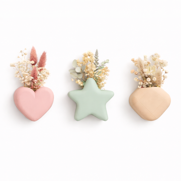 Magnetische mini bloempotjes met droogbloemen