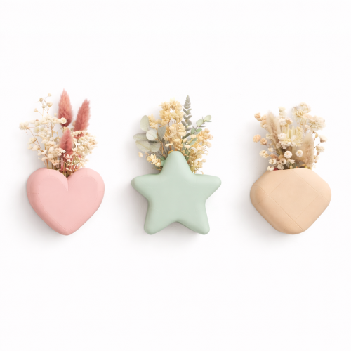 Magnetische mini bloempotjes met droogbloemen